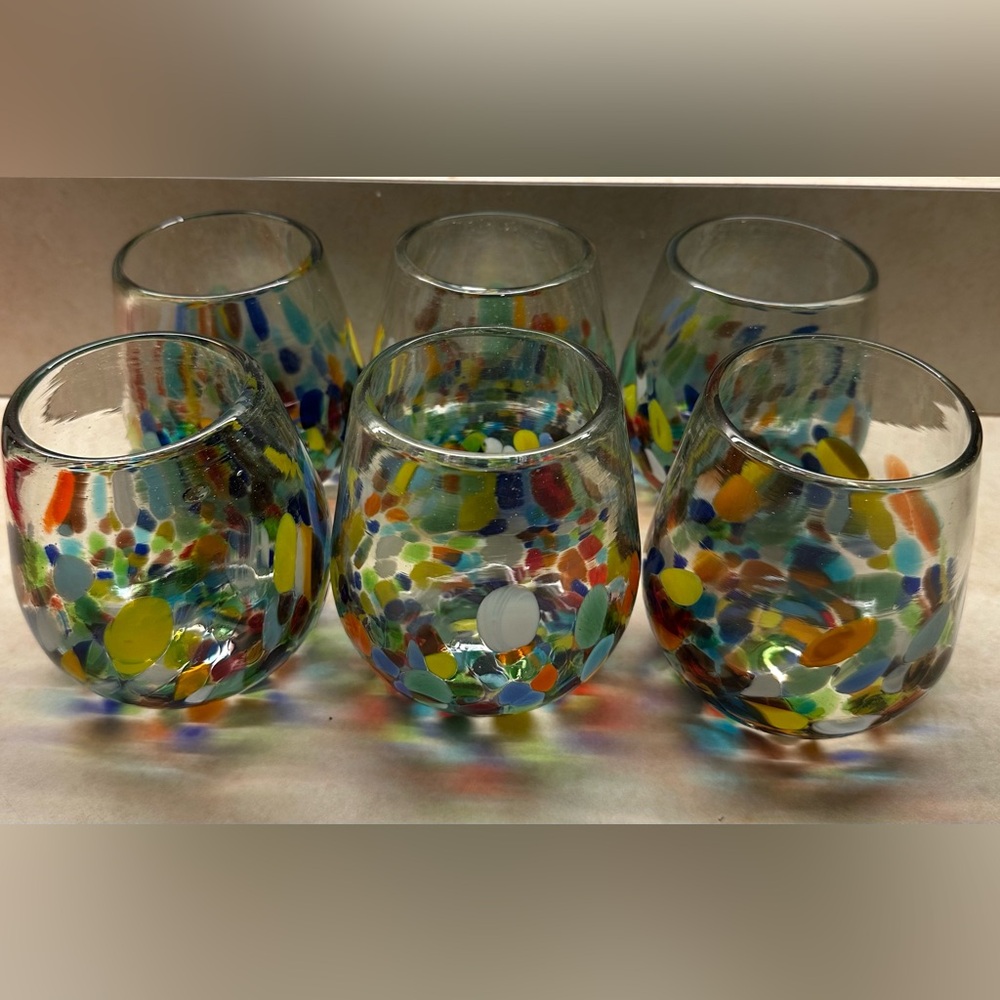 Colorful Mexican Glass Tumblers Set